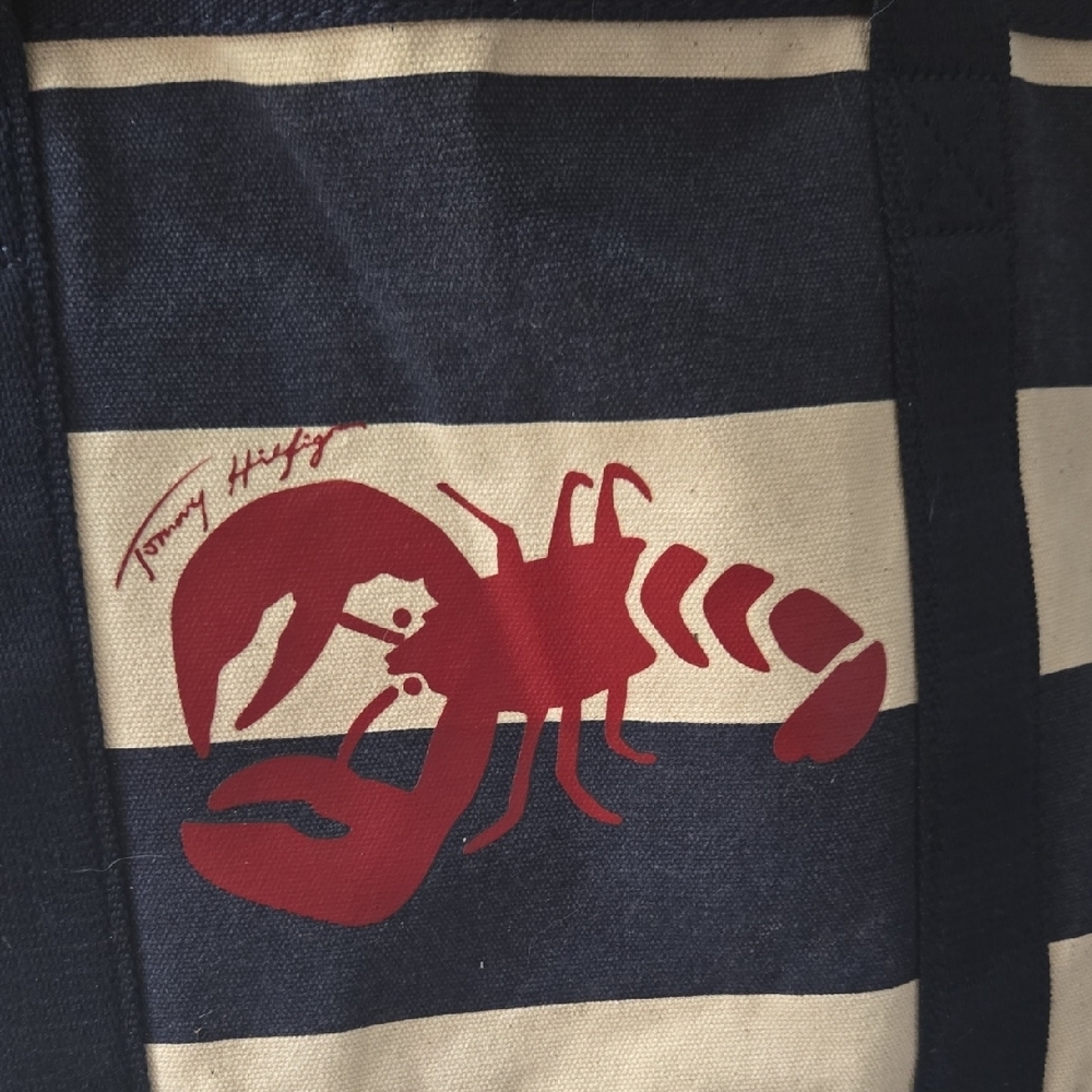 Tommy Hilfiger Navy and Cream Striped Tote - Picture 4 of 12